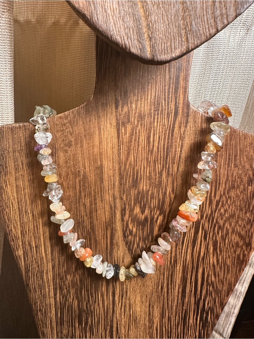 Mixed Crystal Chips Necklace with Toggle Clasp